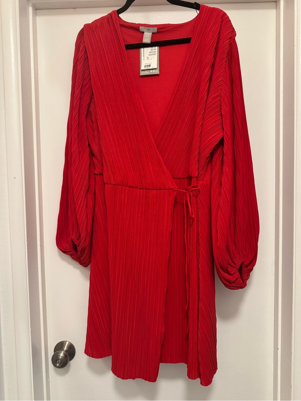 H&M Red Plisse Wrap Dress